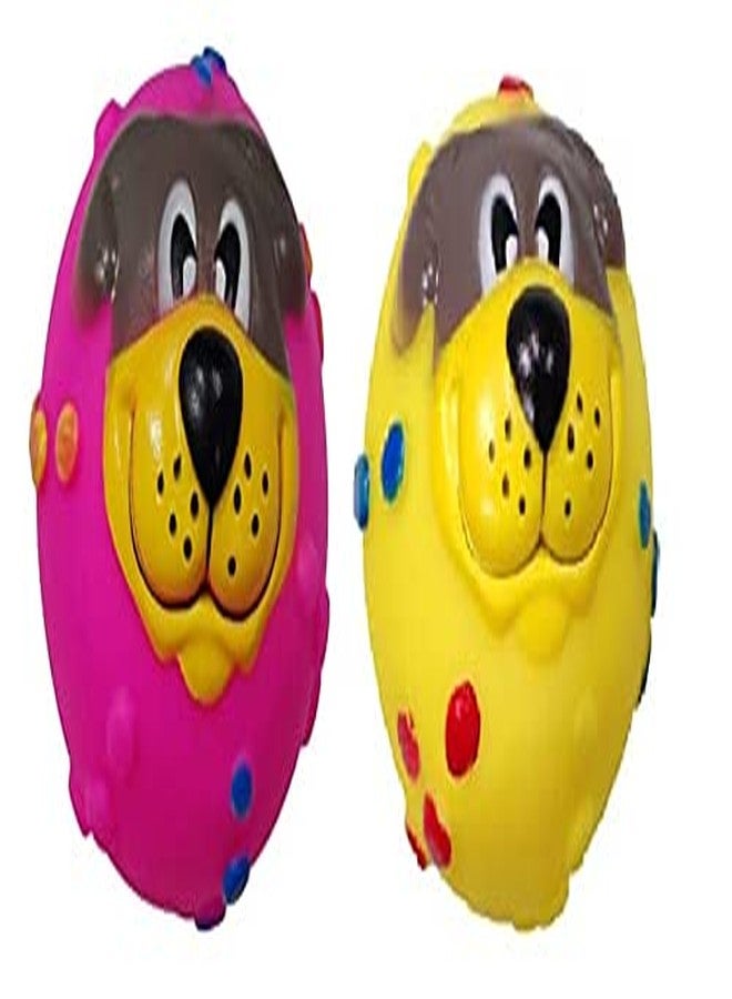 Pet Guard Squeaky Puppy Face Ball Rubber Toy for Dog (2Pcs Color May Very) - Image 1